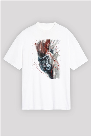 Goril Beyaz Oversize Tişört Oversize T-shirt - TişörtFabrikası