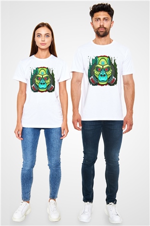 Goril Beyaz Unisex Tişört T-Shirt - TişörtFabrikası
