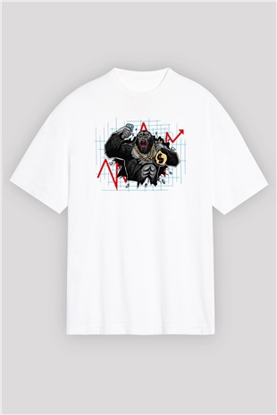 Goril Beyaz Oversize Tişört Oversize T-shirt - TişörtFabrikası
