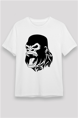 Goril Beyaz Unisex Tişört T-Shirt - TişörtFabrikası