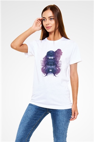 Goril Beyaz Unisex Tişört T-Shirt - TişörtFabrikası