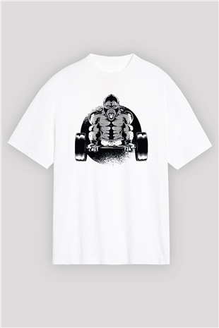 Goril Beyaz Oversize Tişört Oversize T-shirt - TişörtFabrikası