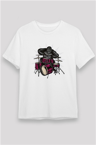 Goril Beyaz Unisex Tişört T-Shirt - TişörtFabrikası