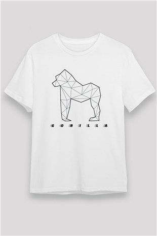 Goril Beyaz Unisex Tişört T-Shirt - TişörtFabrikası