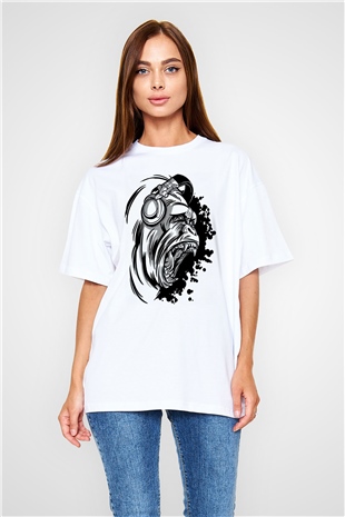 Goril Beyaz Oversize Tişört Oversize T-shirt - TişörtFabrikası