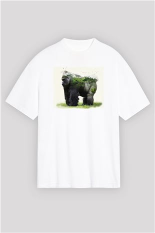 Goril Beyaz Oversize Tişört Oversize T-shirt - TişörtFabrikası