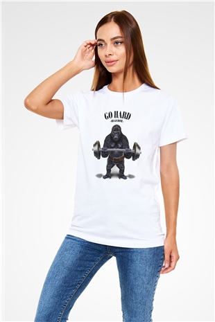 Goril Beyaz Unisex Tişört T-Shirt - TişörtFabrikası