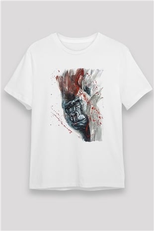 Goril Beyaz Unisex Tişört T-Shirt - TişörtFabrikası