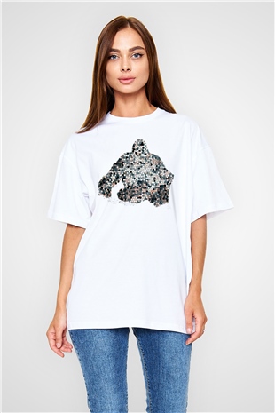 Goril Beyaz Oversize Tişört Oversize T-shirt - TişörtFabrikası