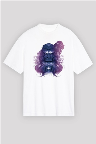 Goril Beyaz Oversize Tişört Oversize T-shirt - TişörtFabrikası
