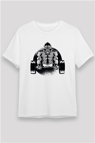 Goril Beyaz Unisex Tişört T-Shirt - TişörtFabrikası