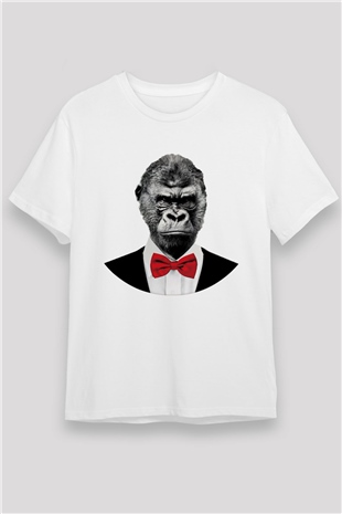 Goril Beyaz Unisex Tişört T-Shirt - TişörtFabrikası