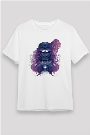 Goril Beyaz Unisex Tişört T-Shirt - TişörtFabrikası