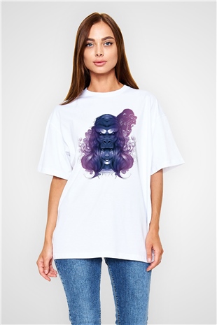 Goril Beyaz Oversize Tişört Oversize T-shirt - TişörtFabrikası