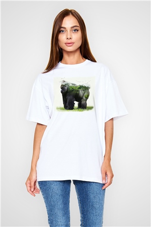 Goril Beyaz Oversize Tişört Oversize T-shirt - TişörtFabrikası