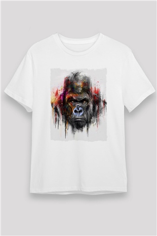 Goril Beyaz Unisex Tişört T-Shirt - TişörtFabrikası