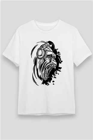 Goril Beyaz Unisex Tişört T-Shirt - TişörtFabrikası