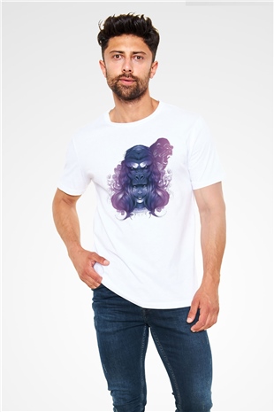 Goril Beyaz Unisex Tişört T-Shirt - TişörtFabrikası