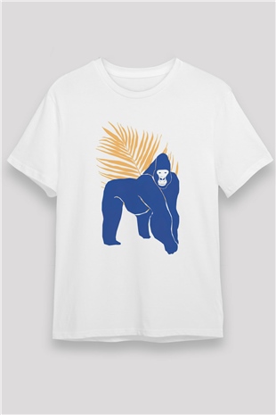 Goril Beyaz Unisex Tişört T-Shirt - TişörtFabrikası