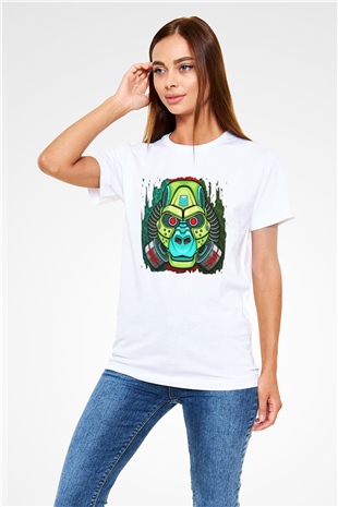 Goril Beyaz Unisex Tişört T-Shirt - TişörtFabrikası