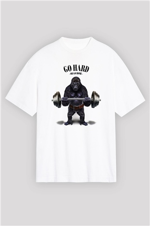 Goril Beyaz Oversize Tişört Oversize T-shirt - TişörtFabrikası