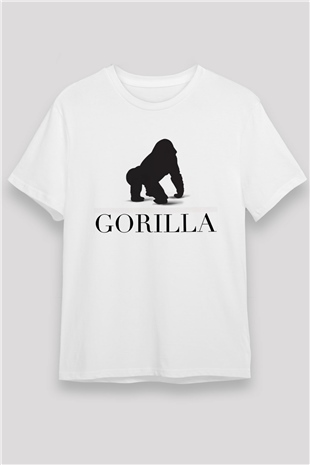 Goril Beyaz Unisex Tişört T-Shirt - TişörtFabrikası