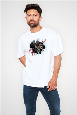 Goril Beyaz Oversize Tişört Oversize T-shirt - TişörtFabrikası