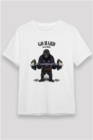 Goril Beyaz Unisex Tişört T-Shirt - TişörtFabrikası
