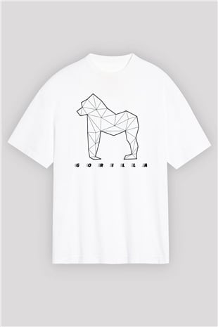 Goril Beyaz Oversize Tişört Oversize T-shirt - TişörtFabrikası