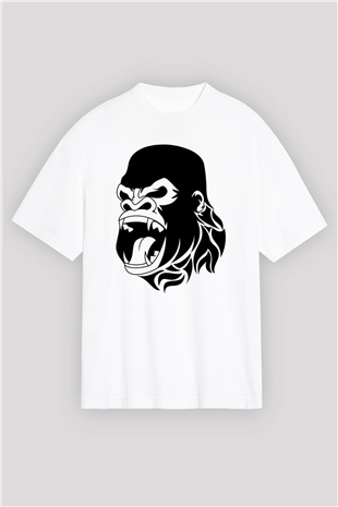 Goril Beyaz Oversize Tişört Oversize T-shirt - TişörtFabrikası