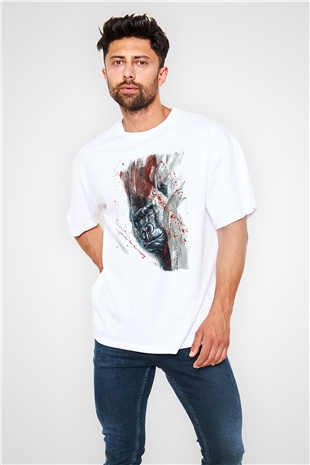 Goril Beyaz Oversize Tişört Oversize T-shirt - TişörtFabrikası