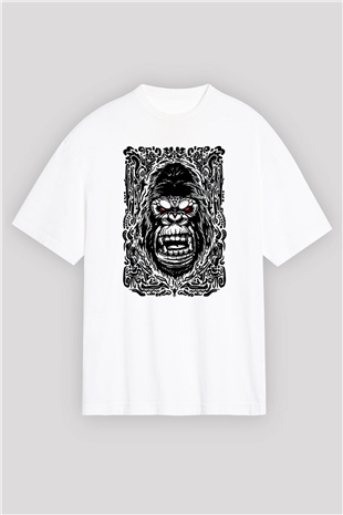 Goril Beyaz Oversize Tişört Oversize T-shirt - TişörtFabrikası