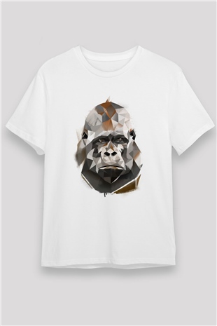 Goril Beyaz Unisex Tişört T-Shirt - TişörtFabrikası