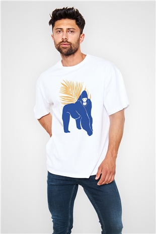 Goril Beyaz Oversize Tişört Oversize T-shirt - TişörtFabrikası