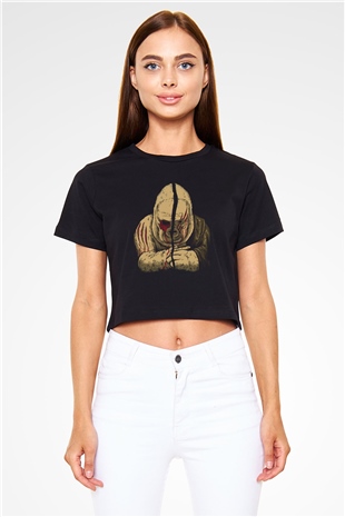 Goril Siyah  Crop Top Tişört