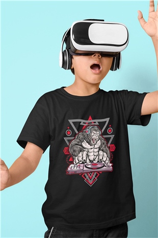 Goril Siyah Unisex Çocuk Tişört