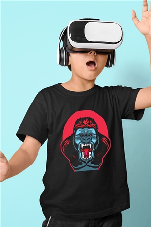 Goril Siyah Unisex Çocuk Tişört