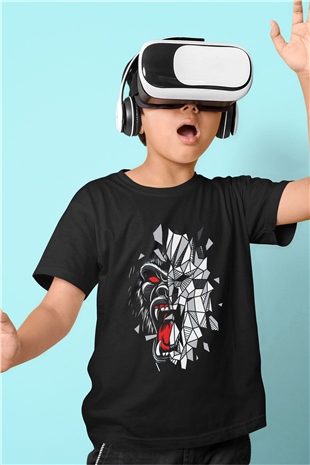 Goril Siyah Unisex Çocuk Tişört