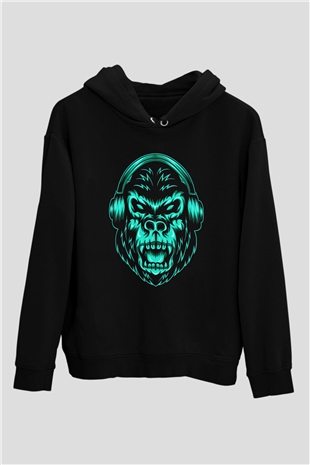 Goril Siyah Unisex Hoodie