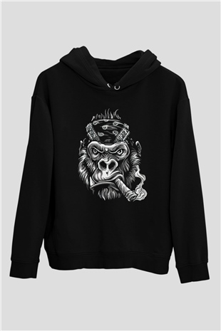Goril Siyah Unisex Hoodie