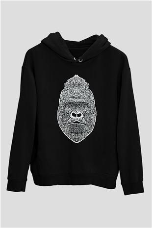 Goril Siyah Unisex Hoodie