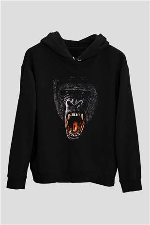 Goril Siyah Unisex Hoodie