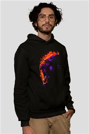Goril Siyah Unisex Hoodie