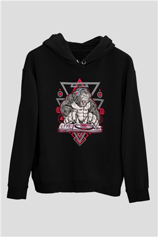 Goril Siyah Unisex Hoodie