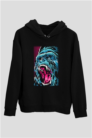 Goril Siyah Unisex Hoodie