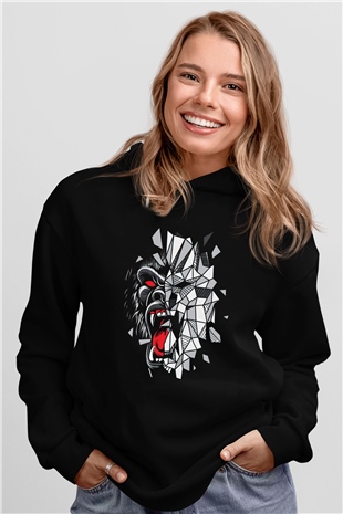 Goril Siyah Unisex Hoodie