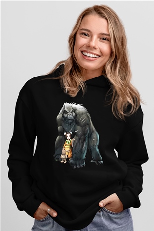 Goril Siyah Unisex Hoodie