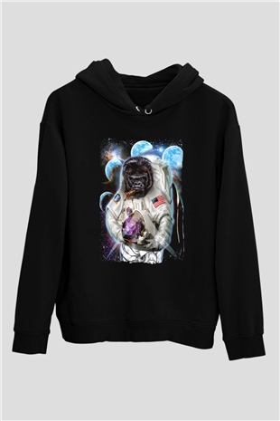 Goril Siyah Unisex Hoodie