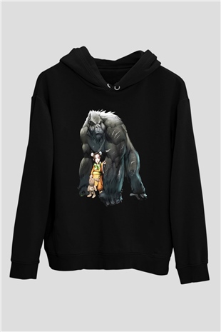 Goril Siyah Unisex Hoodie