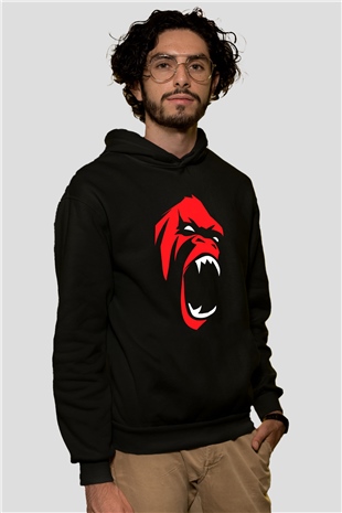Goril Siyah Unisex Hoodie